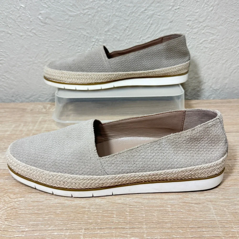 Donald Pliner Loafers 7.5M Palm Espadrille Taupe Jute Leather Slip On‎ Platform
